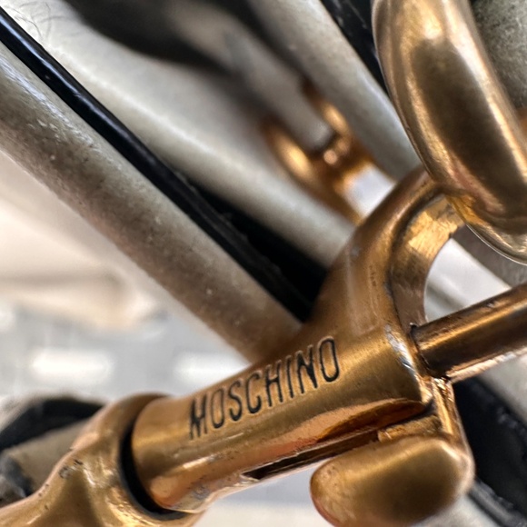 Moschino Genuine Calf Leather Tote Bag with Crossbody Made in ITALY EUC Grey - Picture 6 of 11